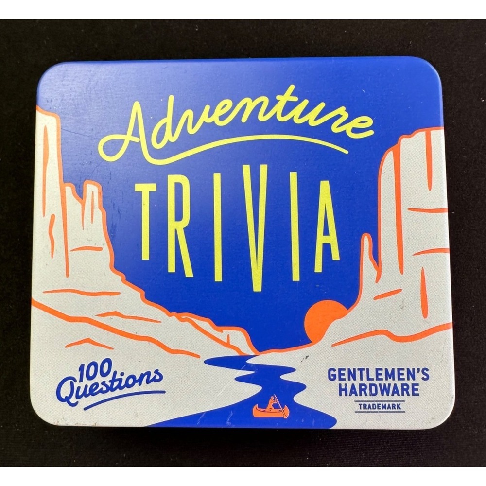 Adventure‎ Trivia Card Game Gentlemen's Hardware 100 Questions  Travel Road Tin